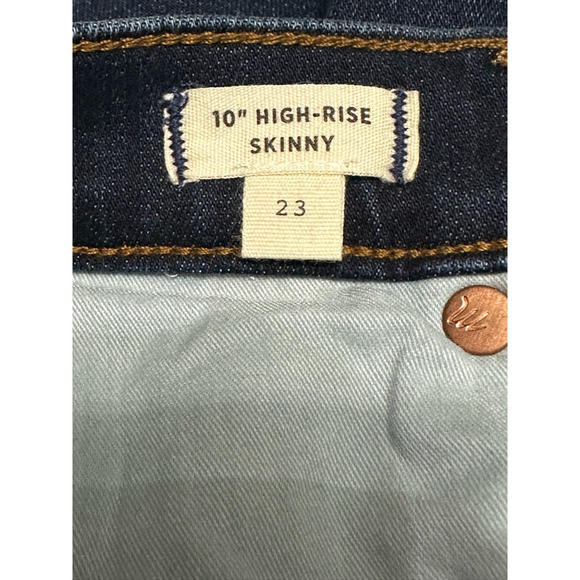 Madewell Womens 10" High Rise Skinny Jeans Blue Stretch Whiskered Denim 23 New - Picture 9 of 10